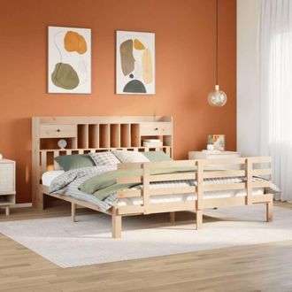 vidaXL Cama Con Estanter&iacute;a Sin Colch&oacute;n Madera Maciza De Pino 180x200cm Vidaxl