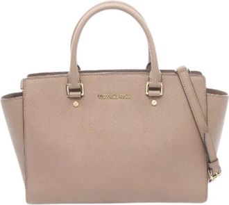Michael Kors Pre-owned Handbags, female, Beige, Size: ONE SIZE Pre-owned Selma Leather 2way Handbag