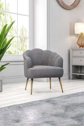 Living and Home Velvet Accent Chair with Metallic Legs