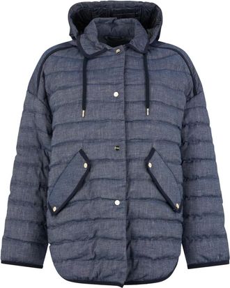 Herno Down Jackets, female, Blue, Size: M Padded Denim Jacket