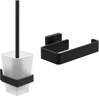 Villeroy & Boch Villeroy&boch - Dispensador De Papel Higi&eacute;nico Sin Tapa + Escobilla Villeroy Et Boch Striking Negro Mate Cromo