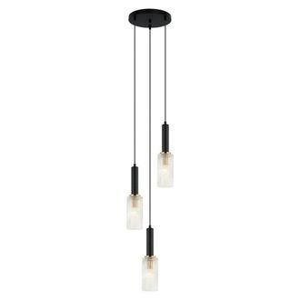 Netlighting Modern Hanging Pendant Black Gold 3 Light E14