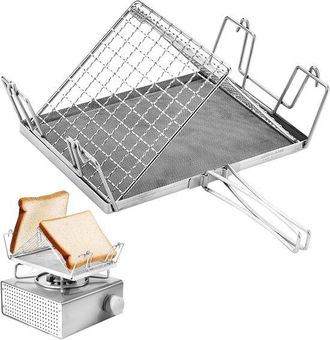 OEM Tostadora Plegable De Acero Inoxidable Para Camping, Apta Para Estufas De Gas - Compacta Y Plegable Con Asa