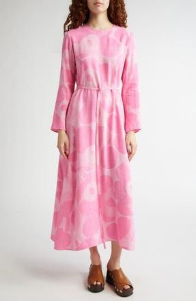 Marimekko Kaverus Unillo Floral Long Sleeve Dress in Light Pink Pink at Nordstrom Rack, Size 14 Us / 44 Eu