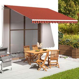 vidaXL Tela De Repuesto Para Toldo Naranja Y Marr&oacute;n 400x350 Cm Poli&eacute;ster Vidaxl