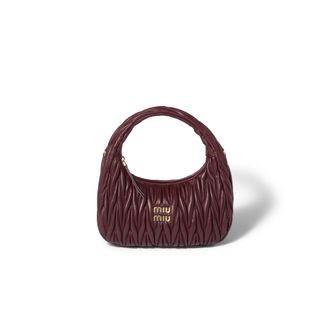 Miu Miu Wander Matelass&eacute; Nappa Leather Hobo Bag, Woman, Burgundy