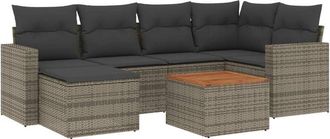 vidaXL Vidaxl - Set De Sof&aacute;s De Jard&iacute;n 7 Piezas Con Cojines Rat&aacute;n Pe Gris