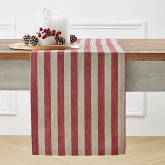 Solino Home Linen Table Runner for Dining Table, Holiday and Everyday Table Decor - Sorrento Stripe in Red And Natural at Nordstrom, Size Xx-Small