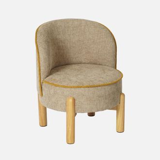 Sweeek Sill&oacute;n Vintage Infantil De Madera De Hevea Y Tela De Chenilla