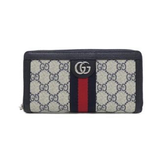 Gucci Beige Blue Gg Supreme Long Wallet (Bi-Fold) (Pre-Owned)