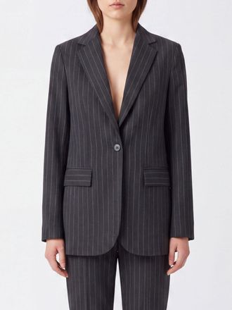 Semicouture Blazer gessato in misto lana con vestibilit&agrave; slim e chiusura a un bottone