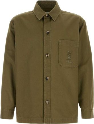 Saint Laurent Green Regular Logo Shirt