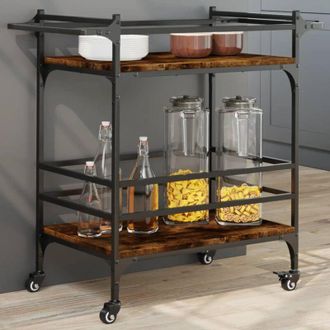 vidaXL Carrello da Cucina Rovere Fumo 82x40x78,5 cm Legno Multistrato - Vidaxl