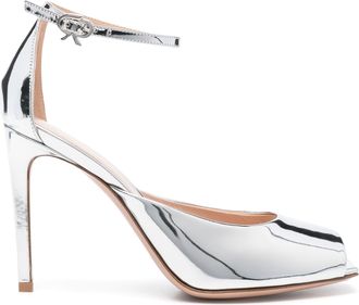 Gianvito Rossi Womens Thel Sandal Metal - Silver Leather - Size EU 35