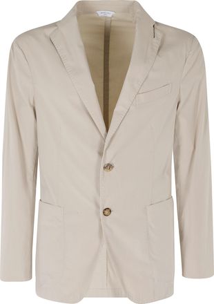 Boglioli Sand 50 K Slits Back Single-Breasted Cotton-Blend Blazer