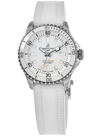 Breitling Superocean Automatic 36 White Dial Rubber Strap Womens Watch A17377211A1S1