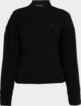 Balenciaga Cable-Knit Crewneck Sweater