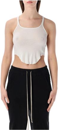 Rick Owens Basic Cropped Tank - Dames - Tops zonder mouwen - Wit - S - Katoen - Tops