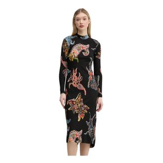 Desigual Kleedjes, Dames, Zwart, M, Melted Paisleys Lacroi