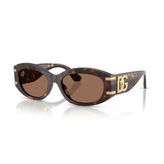 Dolce & Gabbana Sunglasses, unisex, Brown, 55 MM, Oval Acetate Sunglasses