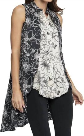 ADORE Hi Lo Sleeveless Tunic Blouse In Black