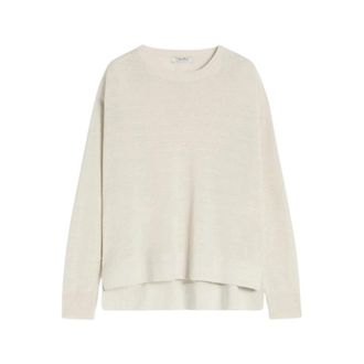 Max Mara Linnen garen trui - Dames - Ronde hals truien - Wit - XS - Linnen - Truien & Vesten
