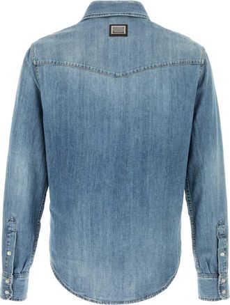 Dolce & Gabbana Mens Denim Western Shirt Blue Cotton