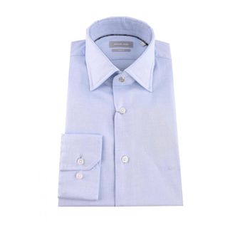 Michael Kors Slim Fit Katoenen Overhemd - Heren - Zakelijke Overhemden - Blauw - S - Katoen - Overhemden