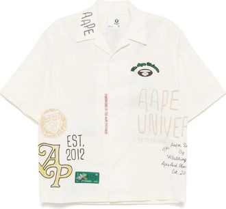 Aape By A Bathing Ape logo-embroidered shirt - men - Cotton - S - Neutrals