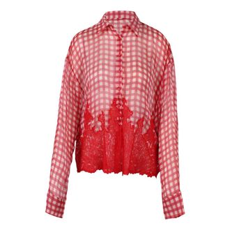 Ermanno Scervino Shirts, female, Red, Size: S Silk Shirt