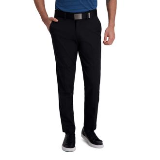 Haggar Mens PLN SLD HTR Pant Casual, Black, 30W x 32L
