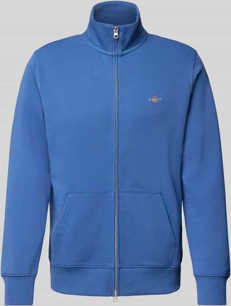 GANT Regular Fit Sweatjacke mit Label-Stitching in Royal, Größe M