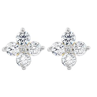 Pompeii3 1/2 Ct T. W. Round Diamond Star Studs Womens Yellow Gold Earrings Lab Grown