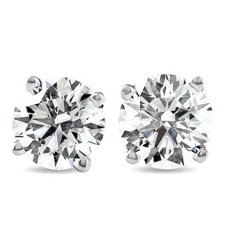Pompeii3 3 CT Round Lab Grown Diamond Screw Back Studs 14K White Gold