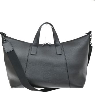 Balenciaga Hourglass Carryall Leather Black Leather Handbag (Pre-Owned)