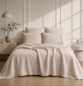 Febronie Juego de cama (65x65) lino lavado beige claro 260x240