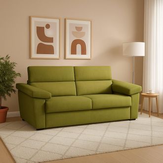 Dmora Sof&aacute; Fijo 3 Plazas Giffone, Fundas Lavables Made In Italy, Con Reposabrazos, 225x95 Cm Verde