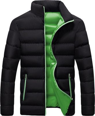 Generic Mens Winter Puffer Jacket Casual Sports Coat Thickened Warm Padded Outerwear Lightweight Down Alternative Jacket Slim Fit Stand Collar Coat Fashionabl