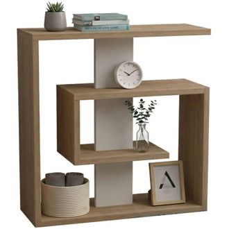Dmora Tavolino da Salotto Rumbia, Portariviste Multiuso, Forma Rettangolare, Colore Ripiano Marrone, 55x20x57h cm Marrone Quercia