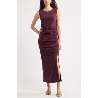 Chelsea28 Side Ruched Maxi Dress in Burgundy at Nordstrom, Size Xx-Small
