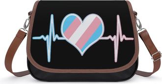 Generic Transgender Flag Heart Beat Fashion Womens Crossbody Bags Novelty Handbag Shoulder Bag Purse