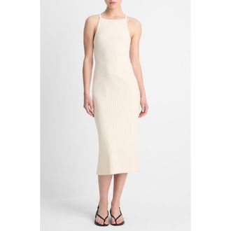 Vince Rib Tank Midi Sweater Dress in Flaxen at Nordstrom Rack, Size Medium