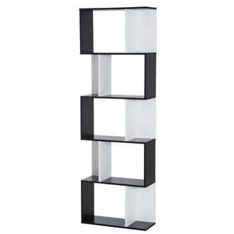 HOMCOM Homcom Scaffale Libreria A 5 Ripiani In Truciolato Bianco E Nero 60x24x184.5 Cm