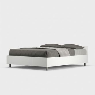 ITYhome Cama Doble Francesa Con Almacenamiento 140x190 De Madera Blanca Nuamo
