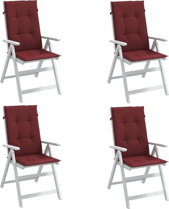 vidaXL Cojines Para Silla Respaldo Alto 4 Uds Tela Rojo Tinto Melange Vidaxl
