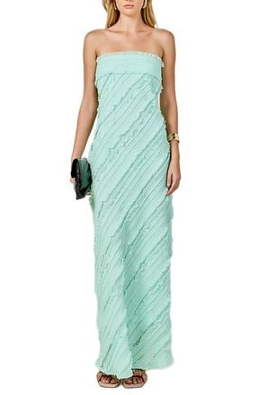 endless rose Ruffle Strapless Maxi Dress in Mint at Nordstrom, Size X-Small