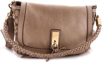 Gucci Gold Gg Canvas & Leather Bella Flap Shoulder Bag Medium (Authentic Pre- Loved)