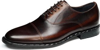 Generic Mens Lace Up Vintage Oxfords Round Toe Formal Shoes Low Block Heel Wedding Party Prom Shoes,Brown,6.5 UK