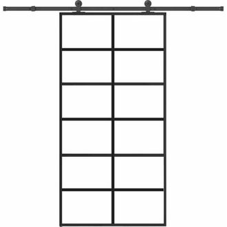 vidaXL Vidaxl - Puerta Corredera Con Herrajes 102x205 Cm Esg Vidrio Y Aluminio