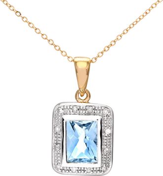 Diamant L'&eacute;ternel Womens 9ct Yellow Gold Diamond and Blue Topaz Ladies Pendant and 18 Chain - Yellow/White - One Size